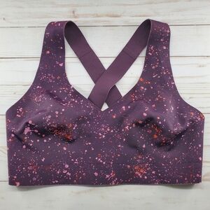 Athleta Crossover‎ Reversible Sports Bra Purple Speck Spatter Size Medium